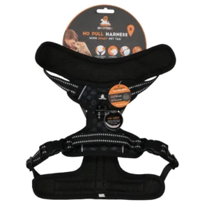 SPOTTED! NO-PULL oprsnica za psa v temno sivi barvi, velikost S, z odsevnimi elementi in digitalno značko Spotted Pro